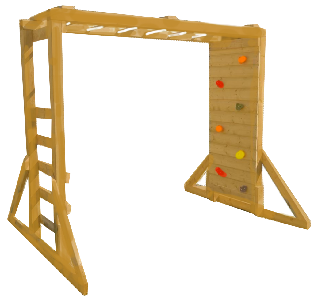 Monkey bars with climbing wall