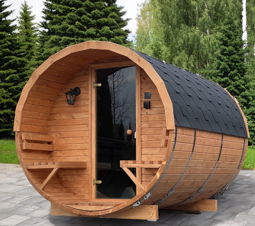 barrel sauna with porch - Image 6