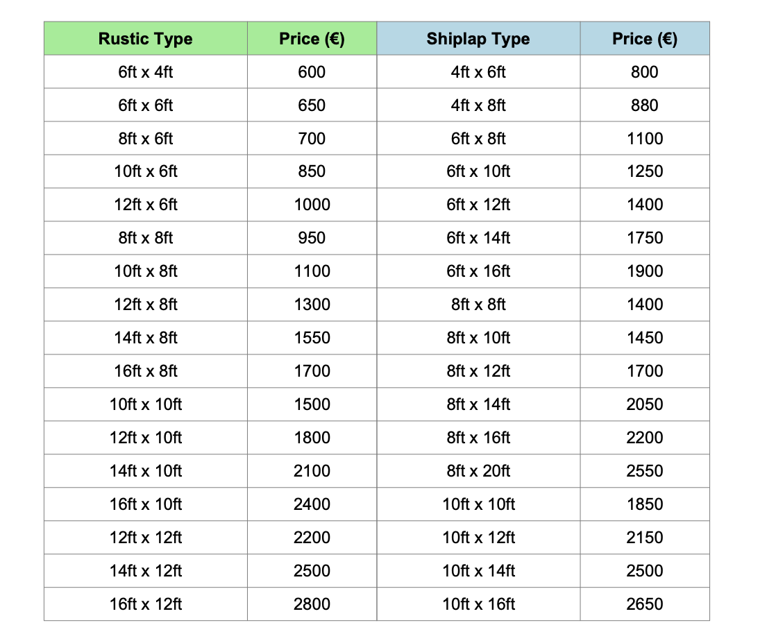 garden sheds price list - Image 2